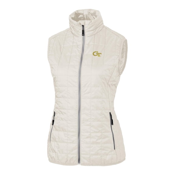 Women's Cutter & Buck Cream Georgia Tech Yellow Jackets Rainer Full-Zip Vest