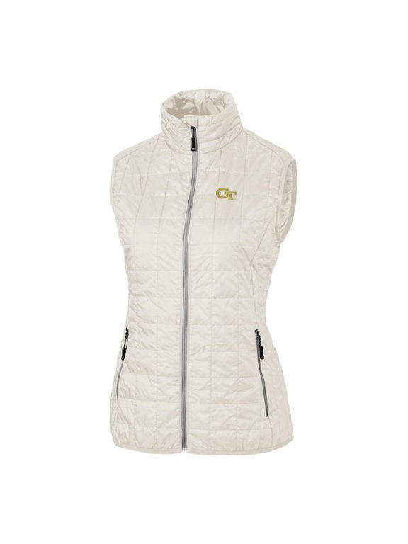 Women's Cutter & Buck Cream Georgia Tech Yellow Jackets Rainer Full-Zip Vest