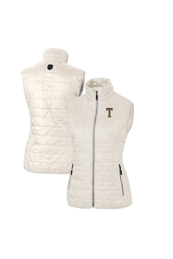 Women's Cutter & Buck Cream Georgia Tech Yellow Jackets Vault Rainier PrimaLoft Eco Full-Zip Puffer Vest