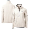 thumbnail image 1 of Women's Cutter & Buck Cream Los Angeles Dodgers  Cascade Eco Sherpa Fleece Half-Zip Pullover Jacket, 1 of 3