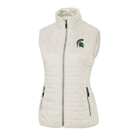 Women's Cutter & Buck White Michigan State Spartans Rainier PrimaLoft Eco Full-Zip Vest