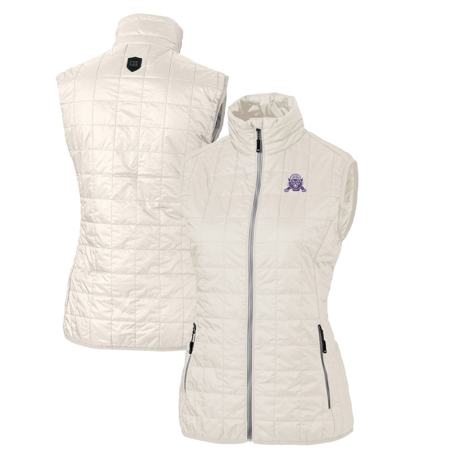 Women's Cutter & Buck Cream Northwestern Wildcats Vault Rainier PrimaLoft Eco Full-Zip Puffer Vest
