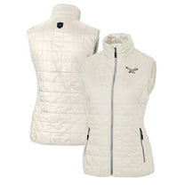 Women's Cutter & Buck Cream Philadelphia Eagles Gridiron Classics Logo Rainier PrimaLoft Eco Insulated Full-Zip Puffer