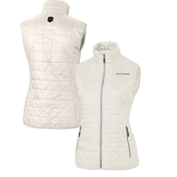 Women's Cutter & Buck Cream THE PLAYERS Rainier PrimaLoft Eco Full-Zip Puffer Vest
