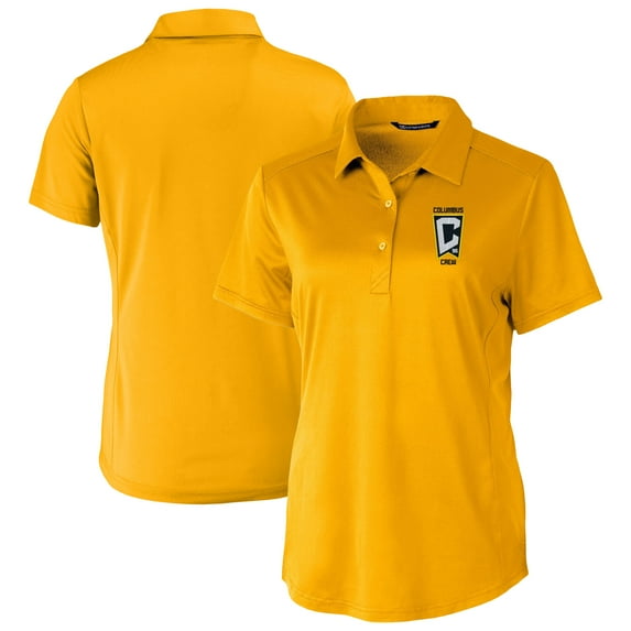 Women's-Cutter & Buck Gold Columbus Crew Prospect Eco Textured Stretch Recycled Polo