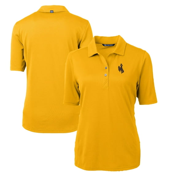 Women's Cutter & Buck Gold Wyoming Cowboys Virtue Eco Pique Recycled Polo