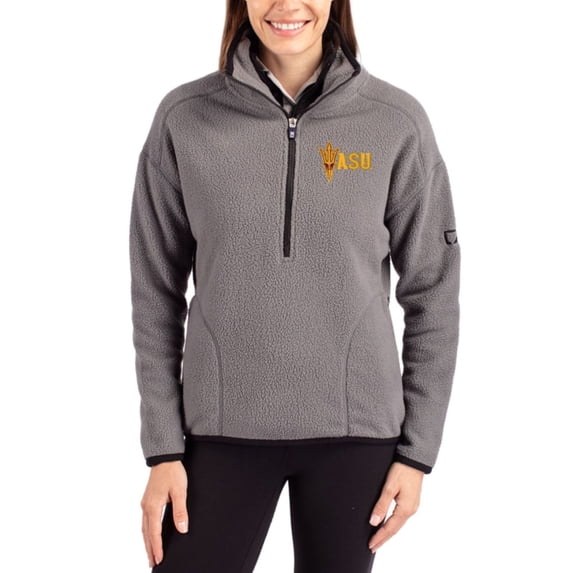 Women's Cutter & Buck Gray Arizona State Sun Devils Cascade Eco Fleece Half-Zip Jacket