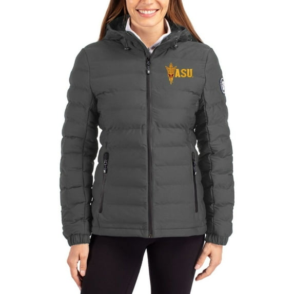 Women's Cutter & Buck Gray Arizona State Sun Devils Mission Ridge Repreve Eco Insulated Hooded Puffer Jacket