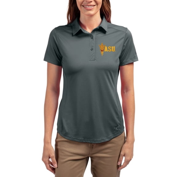 Women's Cutter & Buck Gray Arizona State Sun Devils Prospect Eco Textured Stretch Recycled Polo