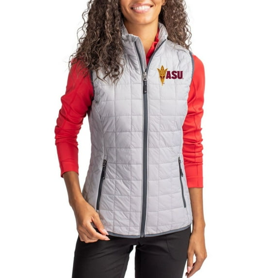 Women's Cutter & Buck Gray Arizona State Sun Devils Rainier PrimaLoft- Eco Insulated Full-Zip Puffer Vest