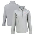 thumbnail image 1 of Women's Cutter & Buck Gray Atlanta Braves Hunts Point Eco Half-Snap Jacket, 1 of 3