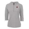 thumbnail image 1 of Women's Cutter & Buck Gray Auburn Tigers Virtue Eco Pique 3/4 Sleeve Half-Zip Pullover Hoodie, 1 of 1