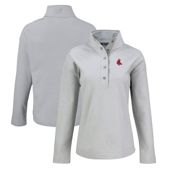 Women's Cutter & Buck Gray Boston Red Sox Hunts Point Eco Half-Snap Jacket