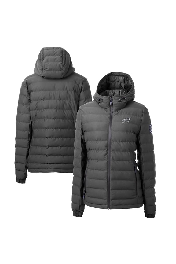 Women's Cutter & Buck Gray Buffalo Bills Mission Ridge Repreve- Eco Insulated Full-Zip Hoodie Puffer Jacket