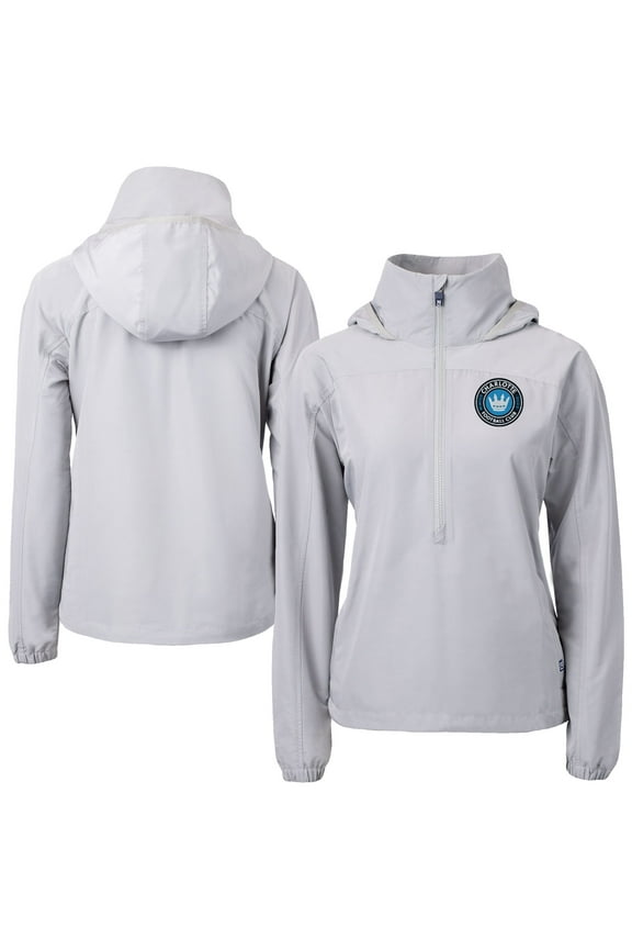 Women's-Cutter & Buck Gray Charlotte FC Charter Eco Recycled Full-Zip Anorak Jacket