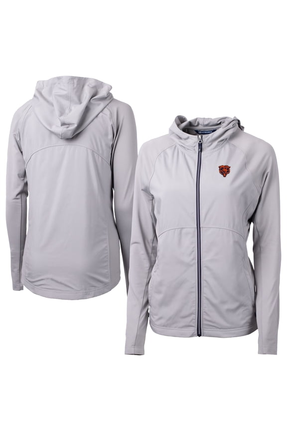 Women's Cutter & Buck Gray Chicago Bears Adapt Eco Knit Hybrid Recycled Full-Zip Jacket