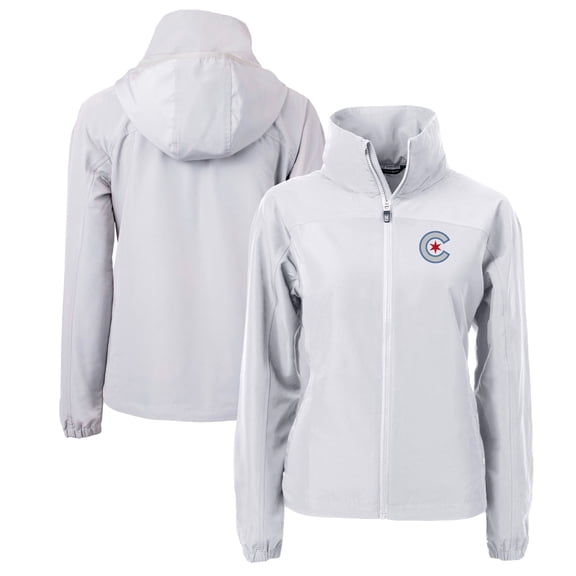 Women's Cutter & Buck  Gray Chicago Cubs City Connect Charter Eco Recycled Full-Zip Jacket