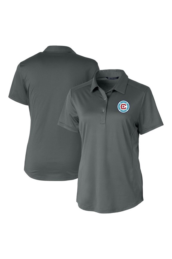 Women's-Cutter & Buck  Gray Chicago Fire Prospect Eco Textured Stretch Recycled Polo