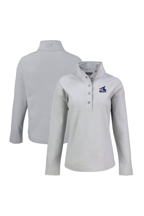 Women's Cutter & Buck Gray Chicago White Sox Hunts Point Eco Half-Snap Jacket