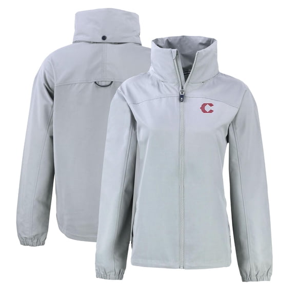 Women's Cutter & Buck Gray Cincinnati Reds City Connect Charter Eco Recycled Full-Zip Jacket