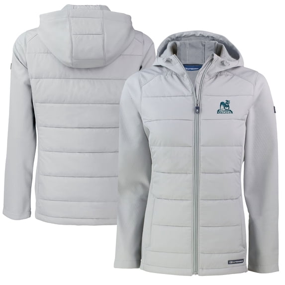 Women's Cutter & Buck Gray Citadel Bulldogs Vault Evoke Hybrid Eco Softshell Recycled Full-Zip Hooded Jacket