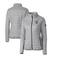 thumbnail image 1 of Women's Cutter & Buck Gray Columbia University Rainier Eco Insulated Puffer Full-Zip Jacket, 1 of 3