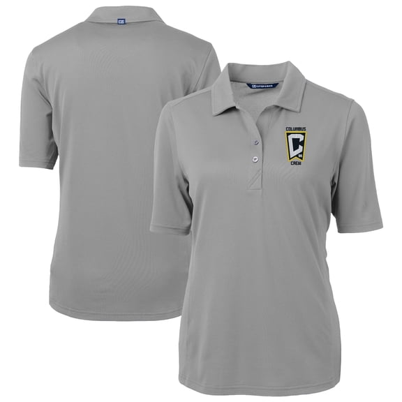 Women's-Cutter & Buck Gray Columbus Crew Virtue Eco Pique Recycled Polo