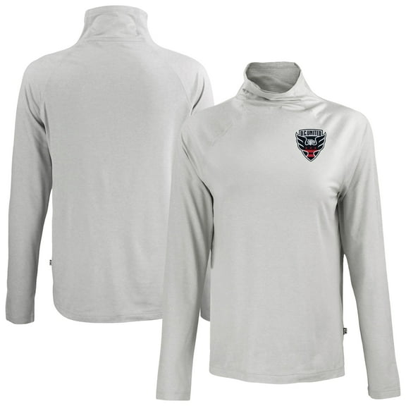 Women's-Cutter & Buck  Gray D.C. United Coastline Epic Comfort Eco Recycled Funnel-Neck Top
