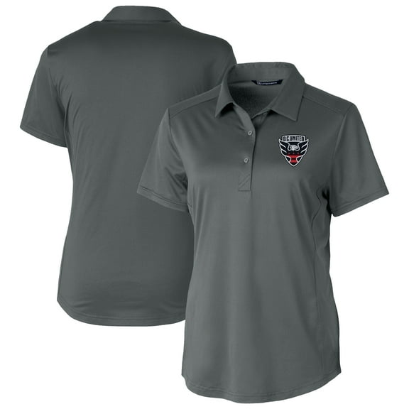 Women's-Cutter & Buck  Gray D.C. United Prospect Eco Textured Stretch Recycled Polo