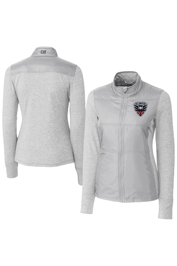 Women's-Cutter & Buck  Gray D.C. United Stealth Hybrid Quilted Full-Zip Windbreaker Jacket