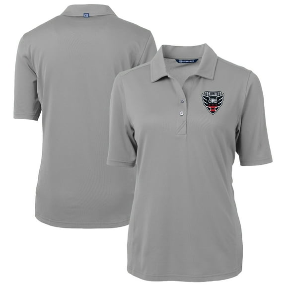 Women's-Cutter & Buck  Gray D.C. United Virtue Eco Pique Recycled Polo