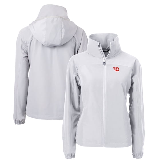Women's Cutter & Buck Gray Dayton Flyers Charter Eco Recycled Full-Zip Jacket