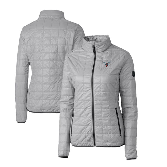 Women's Cutter & Buck Gray Delaware State Hornets Rainier Eco Insulated Puffer Full-Zip Jacket