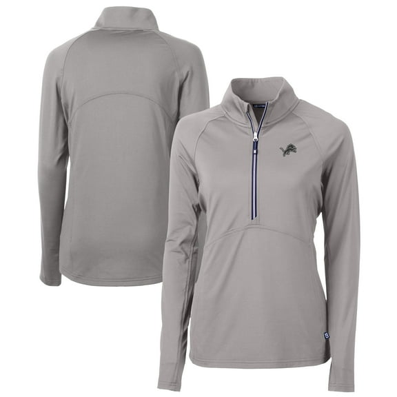 Women's Cutter & Buck  Gray Detroit Lions Adapt Eco Knit Stretch Recycled Half-Zip Pullover Top