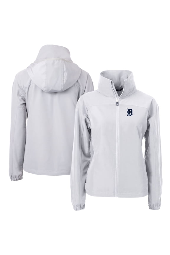 Women's Cutter & Buck Gray Detroit Tigers Charter Eco Recycled Full-Zip Jacket