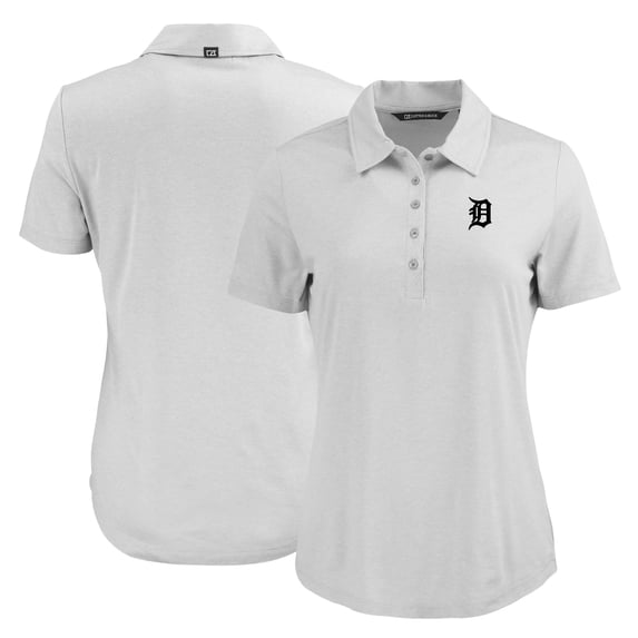 Women's Cutter & Buck Gray Detroit Tigers Coastline Epic Comfort Eco Recycled Polo
