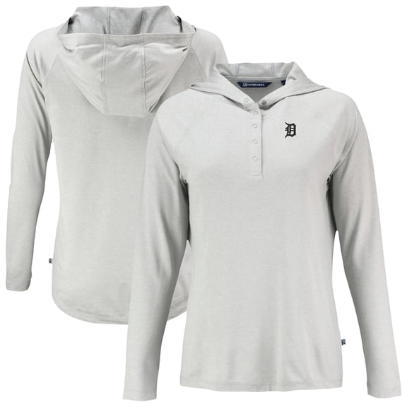 Women's Cutter & Buck Gray Detroit Tigers Coastline Epic Comfort Eco Recycled Raglan Long Sleeve Hoodie T-Shirt