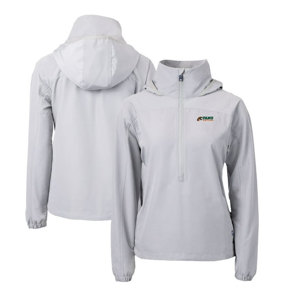 Women's Cutter & Buck Gray Florida A&M Rattlers Charter Eco Recycled Half-Zip Anorak Jacket