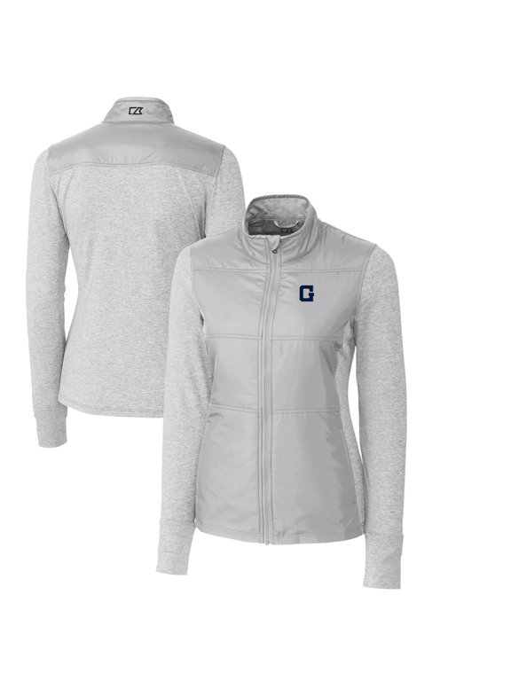 Women's Cutter & Buck Gray Georgetown Hoyas Vault Stealth Hybrid Quilted Full-Zip Jacket