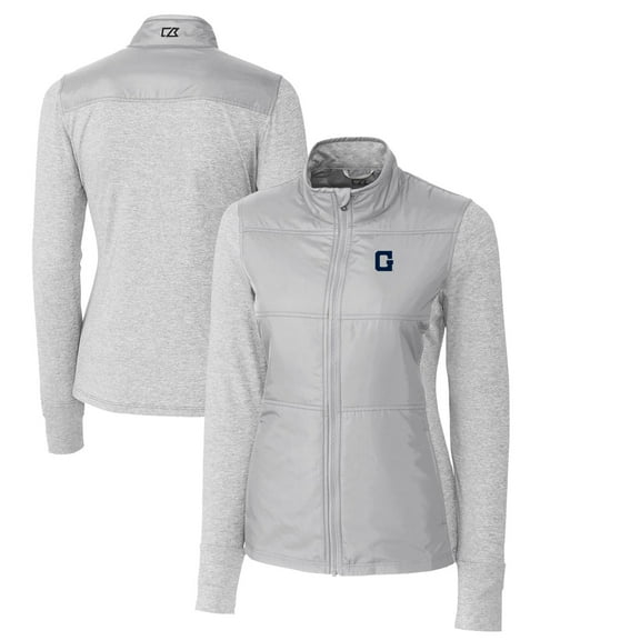 Women's Cutter & Buck Gray Georgetown Hoyas Vault Stealth Hybrid Quilted Full-Zip Jacket