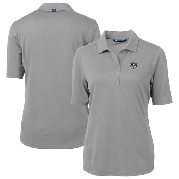 Women's Cutter & Buck Gray Gwinnett Stripers Virtue DryTec Eco Pique Recycled Polo