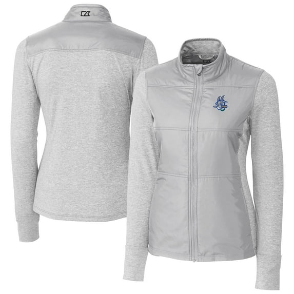 Women's Cutter & Buck Gray Hartford Yard Goats Stealth DryTec Hybrid Quilted Full-Zip Windbreaker Jacket