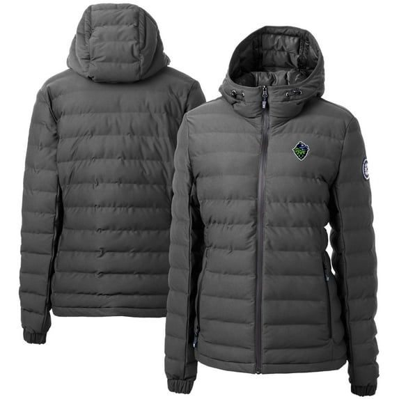 Women's Cutter & Buck Gray Hillsboro Hops Mission Ridge Repreve Puffer Full-Zip Jacket