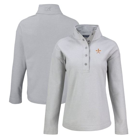 Women's Cutter & Buck Gray Houston Astros Hunts Point Eco Half-Snap Jacket