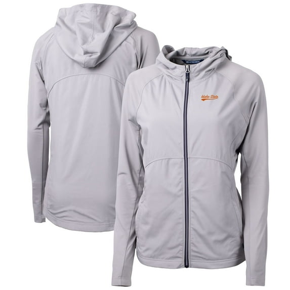Women's Cutter & Buck Gray Idaho State Bengals Adapt Eco Knit Hybrid Recycled Full-Zip Hoodie