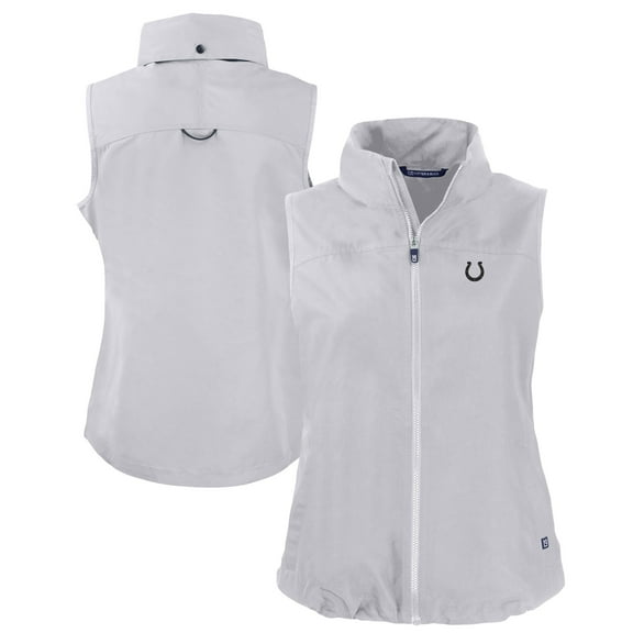 Women's Cutter & Buck Gray Indianapolis Colts Charter Eco Recycled Full-Zip Hoodie Vest