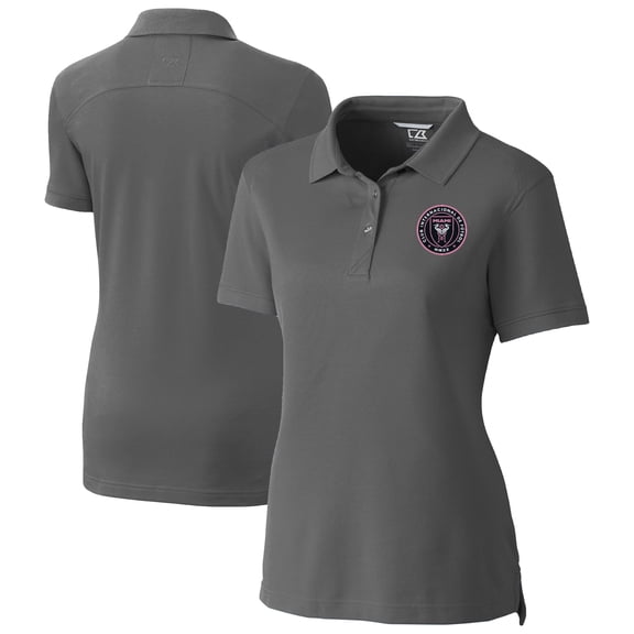 Women's Cutter & Buck Gray Inter Miami CF Advantage Eco Tri-Blend Pique Polo