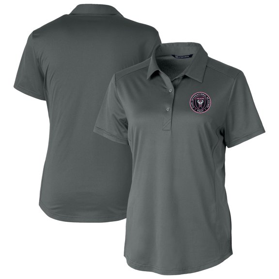 Women's-Cutter & Buck  Gray Inter Miami CF Prospect Eco Textured Stretch Recycled Polo