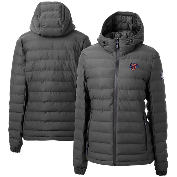 Women's Cutter & Buck Gray Jacksonville Jumbo Shrimp Mission Ridge Repreve Puffer Full-Zip Jacket