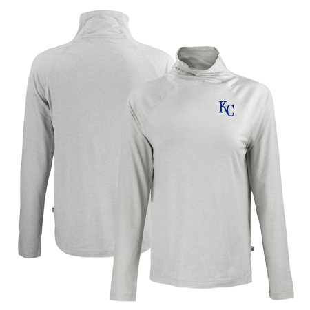 Women's Cutter & Buck Gray Kansas City Royals Coastline Epic Comfort Eco Recycled Funnel Neck Raglan Pullover Top